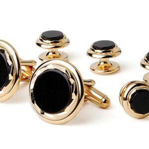 Genuine Onyx Stone Diamond Cut Rim Formal Set